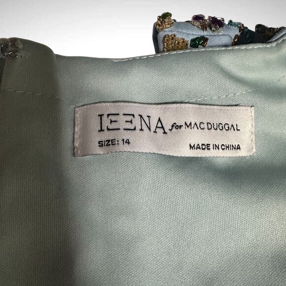 Mac Duggal Ieena Beaded Cap Sleeve V-Neck A Line Gown Dress Size 14 French‎ Blue - Picture 8 of 14